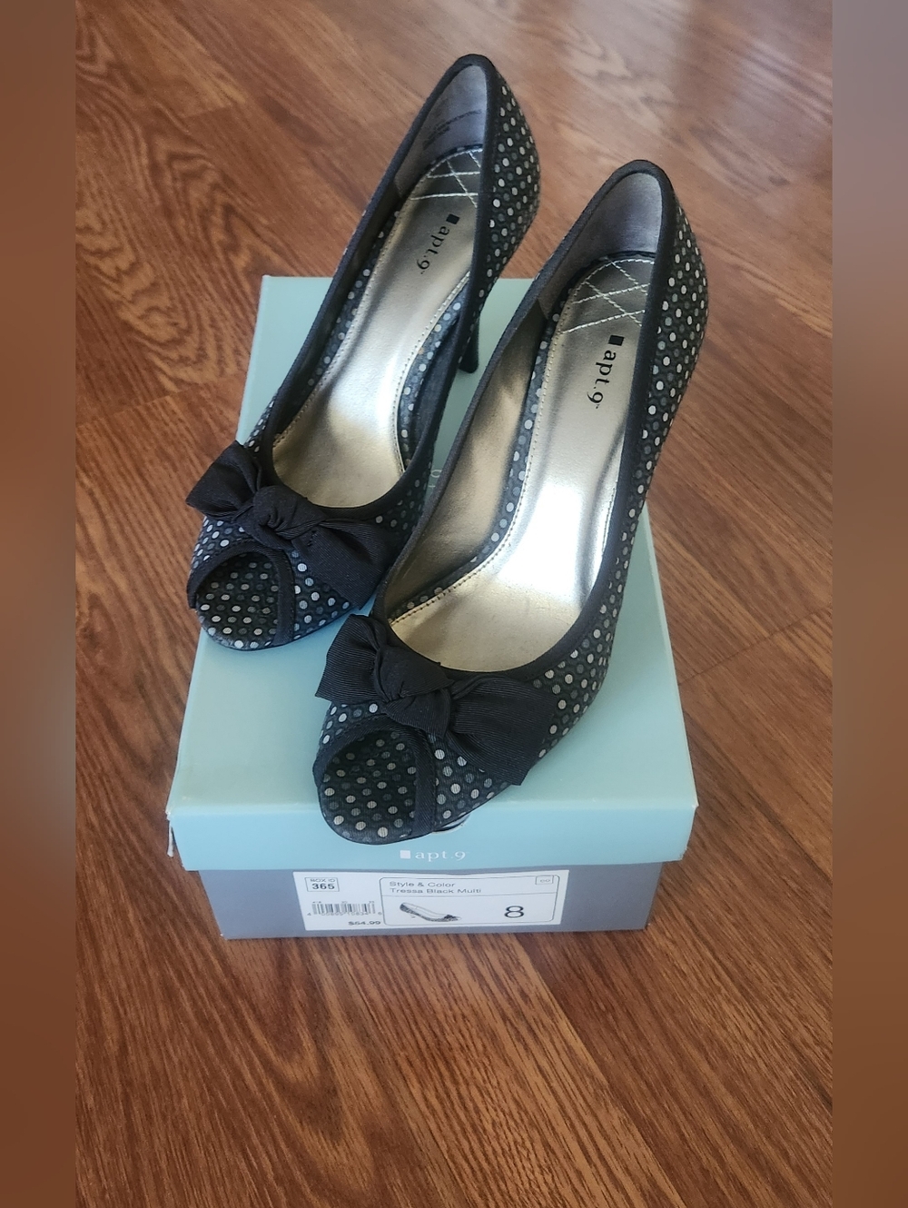 Apt. 9 Black Polka Dot Peep-Toe Bow Pumps